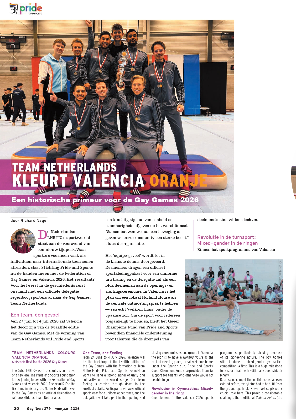 Team Nederland Kleurt Valencia Oranje: Groep atleten met medailles en trofee viert deelname aan de Gay Games 2026. Promotie van diversiteit en sport.